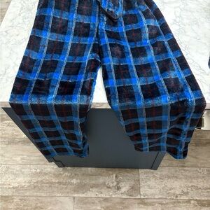 Men's Blue and Black Plaid Joggers